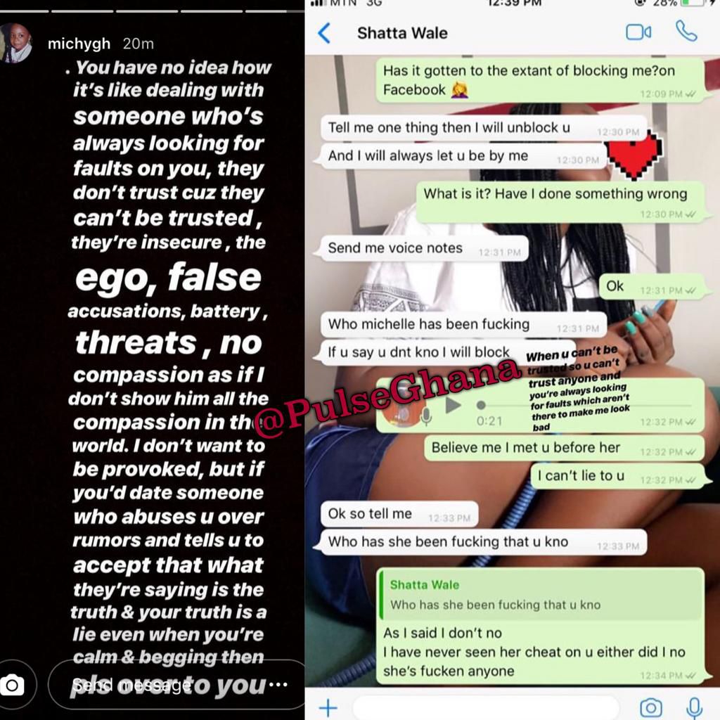 Shatta Michy's Instastrory posts