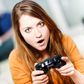A young woman playing a video game.