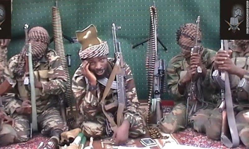 Boko Haram leader, Abubakar Shekau with some of his fighters