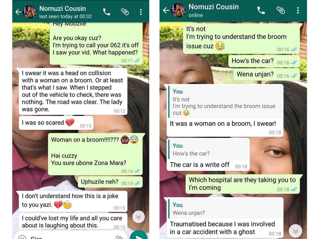 Moozlie texts after accident