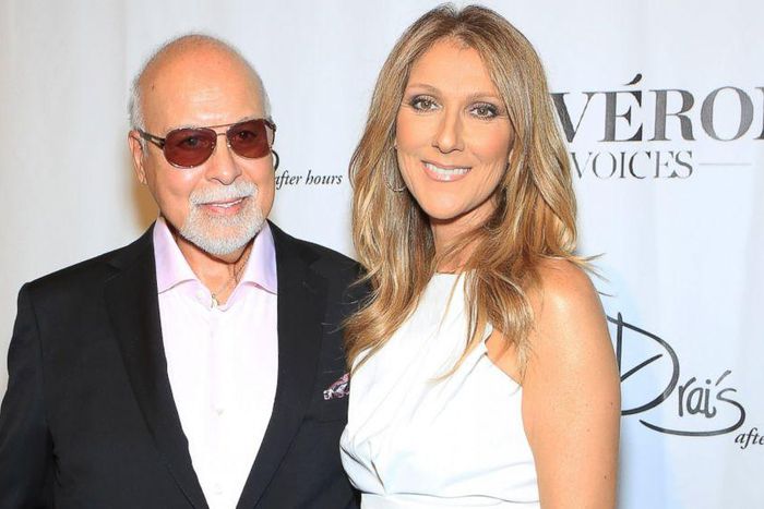 Rene Angelil, left, and singer Celine Dion arrive at a premiere