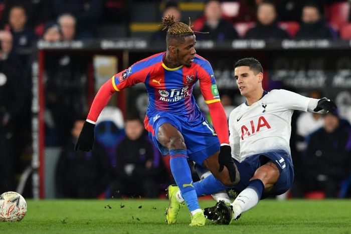 Wilfried Zaha (L, pictured in January 2018), could receive an extended ban after the Football Association charged him with improper conduct