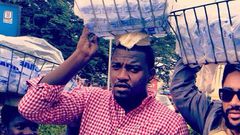 John Dumelo & Majid Michel selling pure water