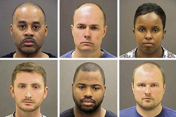 The six Baltimore Police officers who were charged on Friday in the death of Freddie Gray, from top left: Officer Caesar Goodson; Lt. Brian Rice; Sgt. Alicia White; Officer Garrett Miller; Officer William Porter; and Officer Edward Nero.