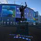 Bunches of daffodils and a scarf are left outside the Cardiff City Stadium with the club's record signing Emiliano Sala feared dead in a plane crash