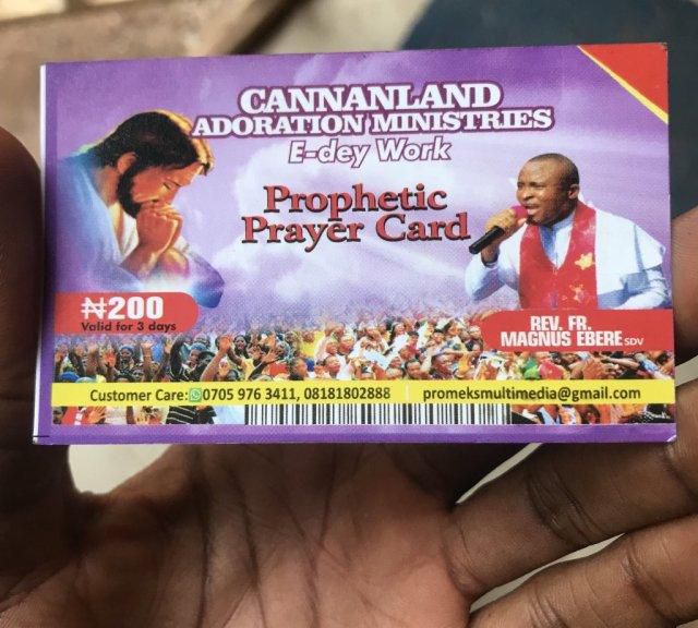 Church sells prophetic prayer recharge card to members