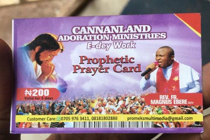 Church sells prophetic prayer recharge card to members