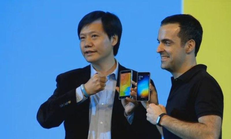 Xiaomi CEO, Lei Jun and VP, Global, Hugo Barra at the announcement in India.