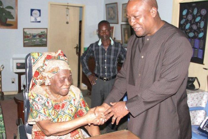 President John Mahama with the late Mrs Theodosia Okoh