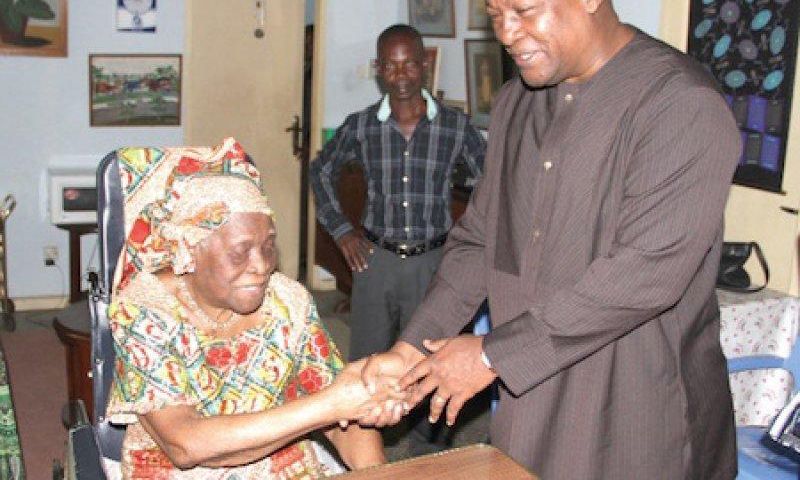 President John Mahama with the late Mrs Theodosia Okoh