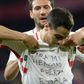Sevilla forward Wissam Ben Yedder shows a t-shirt supporting Emiliano Sala in Wednesday's game