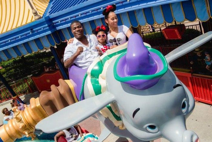 Tracy Morgan with fiancée Megan Wollover and their daughter, Maven