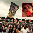Fan waves flag of Kim Kardashian's famous sex tape at Glastonbury Music Festival 2015