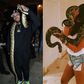 Different pictures showing the estranged lovers' playtime with the snakes at the party