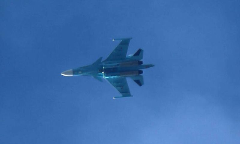 A Russian Su-34 fighter jet of the type that had a mid-air collision near the Strait of Tartary that separates the Sakhalin island from Russia's mainland on Friday