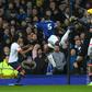 Kurt Zouma (2L) heads in the opening goal of Everton's 2-0 win over Bournemouth in the Premier League at Goodison Park on Sunday