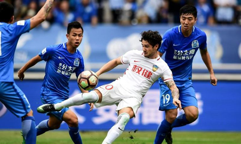 Alexandre Pato (C) in the Chinese Super League, playing for the team formerly known as Tianjin Quanjian