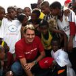 Roger Federer in South Africa with children supported by his Roger Federer Foundation