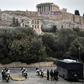 Ahead of the name change vote, Communist Party activists hung giant banners outside the Acropolis in Athens reading: "No to the Tsipras-Zaev agreement"