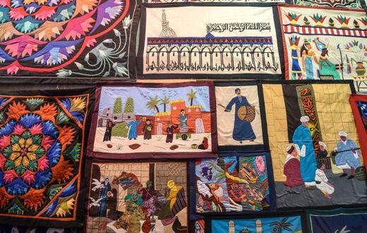 Egypt's ancient craft of Khayamiya refers nowadays to handstitched appliques ranging from wall hangings to pillow cases