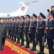 North Korean leader Kim Jung-Un, with wife Ri Sol-Ju inspecting a guard of honor. Jung-Un is the youngest dictator in the world.