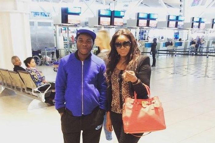 Omotola Jalade Ekeinde at the OR International Airport hours before departing South Africa for Congo