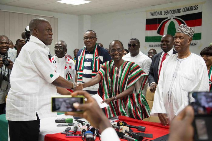 Vice President, Amissah-Arthur taking presidential nomination forms on behalf of President Mahama
