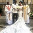 Mr and Mrs Ajibade with the priests