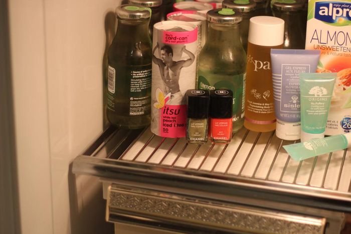 Storing makeup products in the fridge