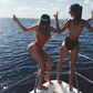Reality stars, Khloe Kardashian and he younger sister, Kendall Jenner, share swimsuit moments aboard a yacht while on vacation with their family in St Barts