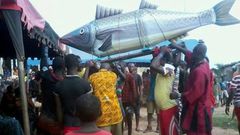Fisherman buried in a Fish shaped casket in Ghana