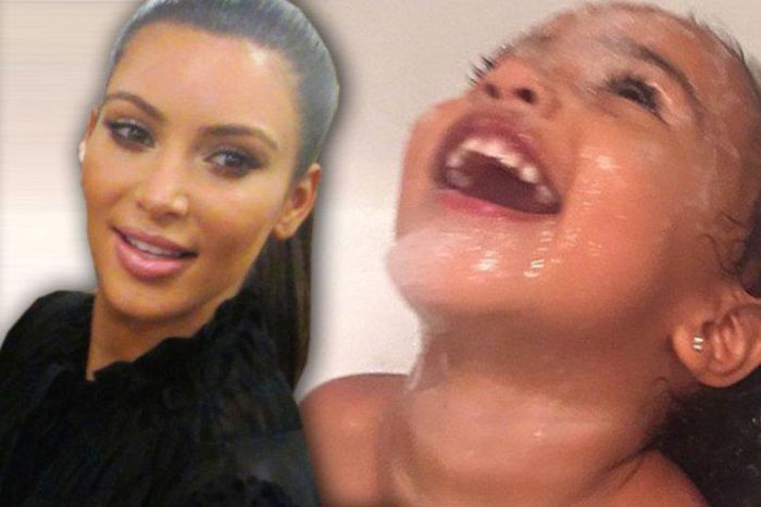 North west takes a bath