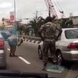 Soldier caught punishing a driver