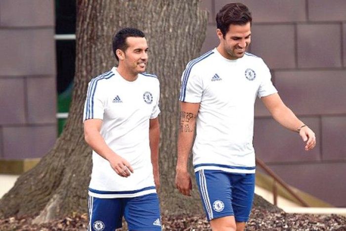 Pedro with Cesc Fabregas
