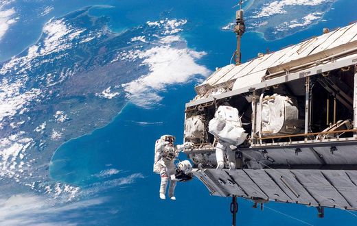 NASA astronauts in space