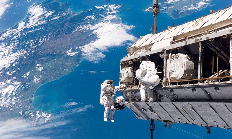 NASA astronauts in space
