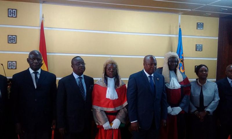 President Mahama with the judges [clad in red]