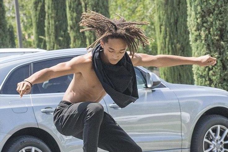 Jaden Smith goes shirtless on the streets of Calabasas, California