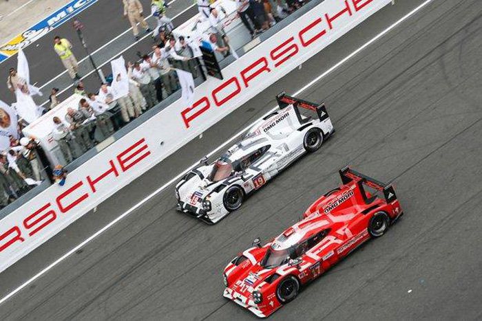 Porsche's number 19 car winning the 24-hour Le Mans