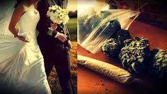 Rather than handing out alcoholic drinks at the outdoor reception, the man and wife hired a 'budtender' who presided over 13 hand-picked strains of cannabis by giving it to the guests.