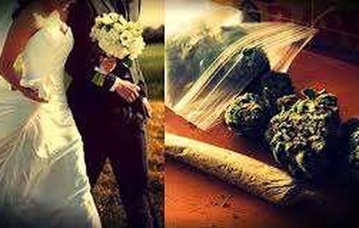 Rather than handing out alcoholic drinks at the outdoor reception, the man and wife hired a 'budtender' who presided over 13 hand-picked strains of cannabis by giving it to the guests.