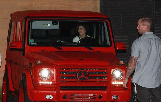 Kylie Jenner pictured in her G-Wagon
