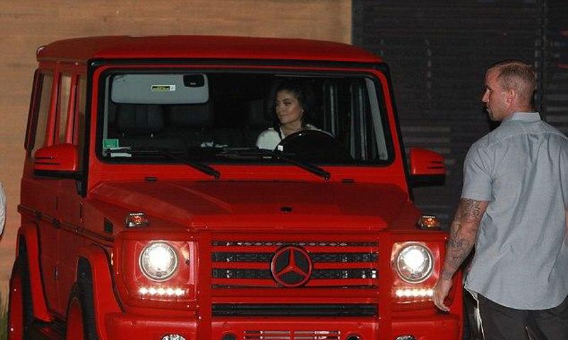 Kylie Jenner pictured in her G-Wagon