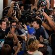 Venezuela's self-proclaimed acting president Juan Guaido leaves a church mass in Caracas