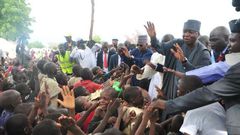 Senate President, Bukola Saraki visits IDPs in Maiduguri on August 3, 2015.