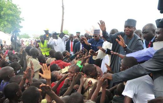 Senate President, Bukola Saraki visits IDPs in Maiduguri on August 3, 2015.