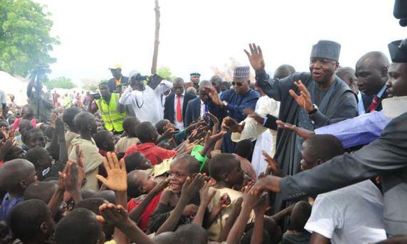 Senate President, Bukola Saraki visits IDPs in Maiduguri on August 3, 2015.