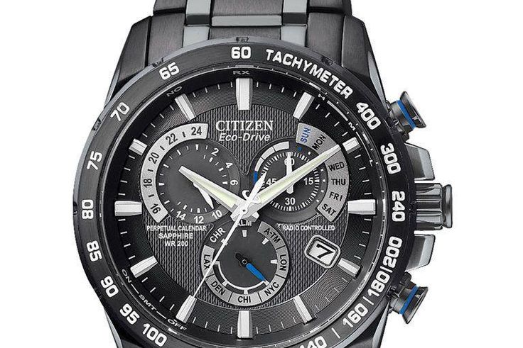Mens Citizen Chrono Perpetual A-T Alarm Chronograph Radio Controlled Eco-Drive Watch AT4007-54E