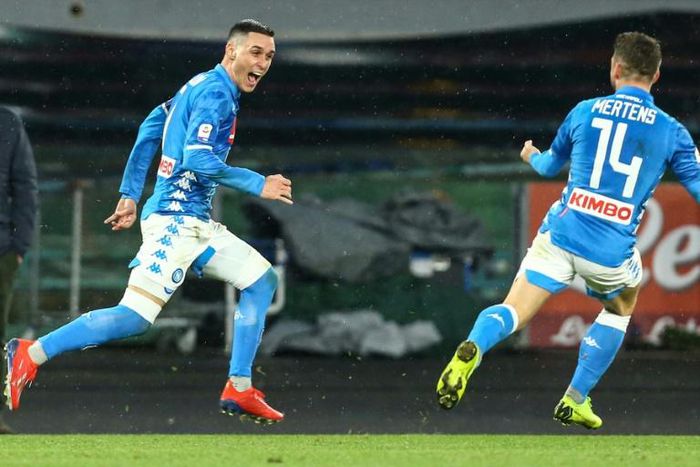 Napoli forward Jose Callejon (L) scored his first Serie A goal this season