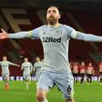 Derby's Richard Keogh celebrates after scoring the winning penalty against Southampton
